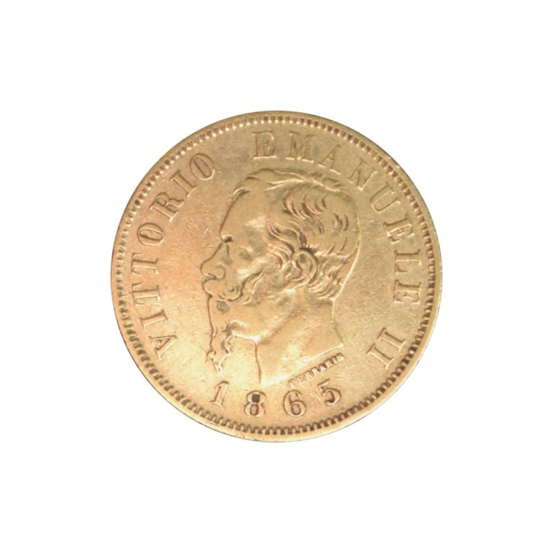 ITALY, 20 Lire 1865 T, VF