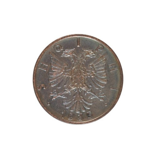 ALBANIA - 2 Qindar Ar 1935, XF-AU, KM# 15