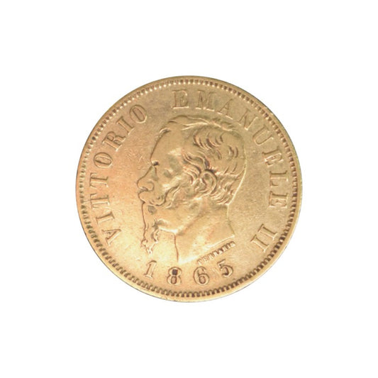 ITALY, 20 Lire 1865 T, VF